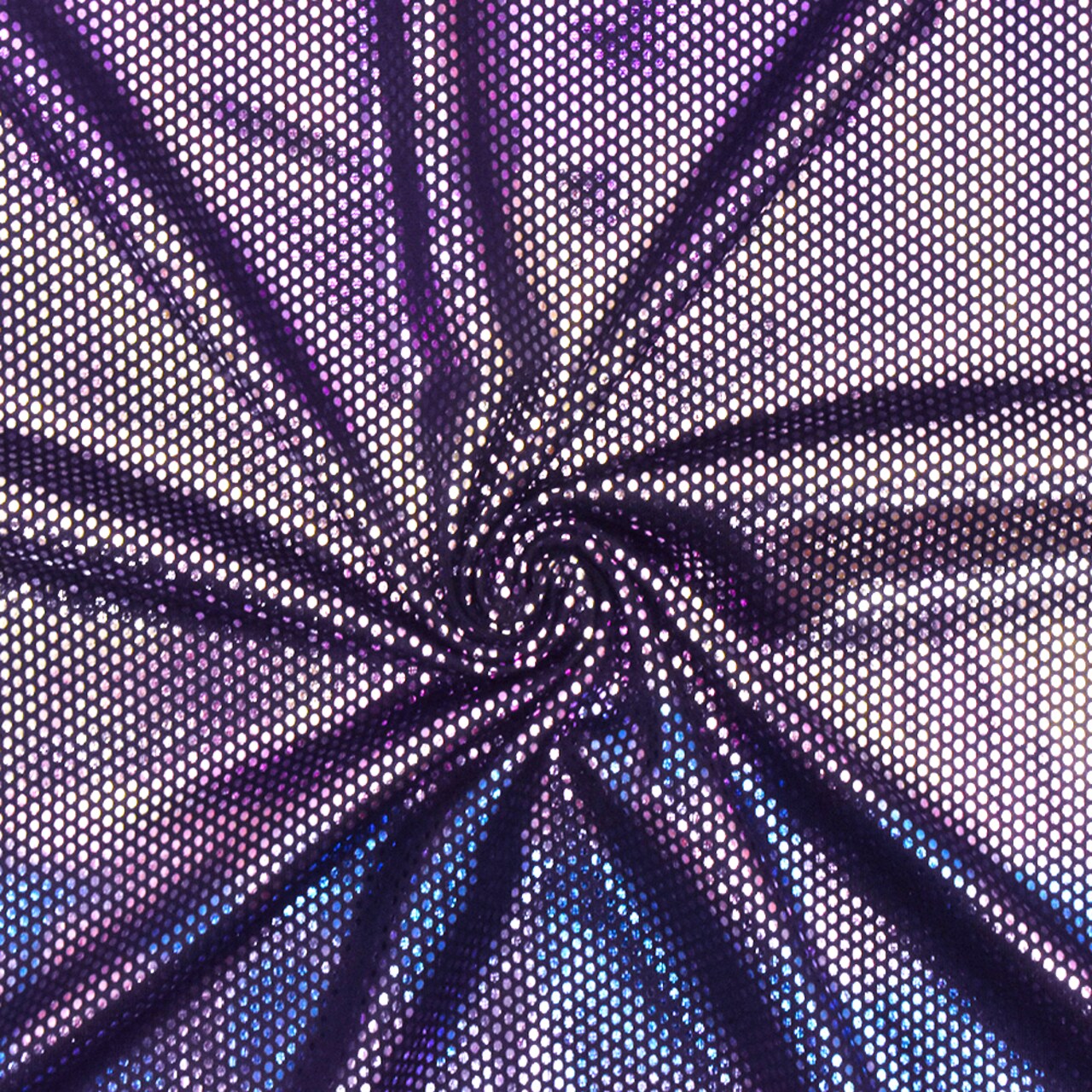 Purple-Multi Hologram Micro Dot Foil Printed Stretch Activewear Fabric By the Yard